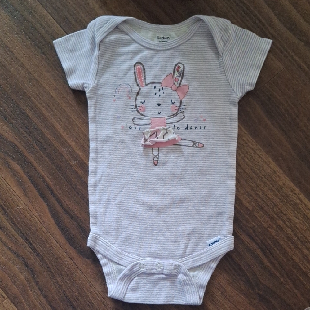 💥Buy2Get1Free💥Gerbers Pink and White Bunny Bodysuit